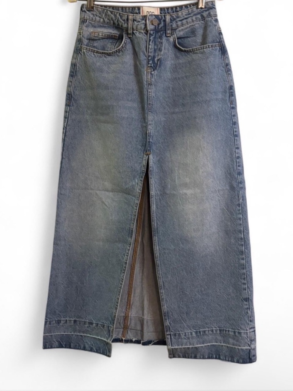 BDG Light Blue High-Waist Denim Skirt with Front Slit